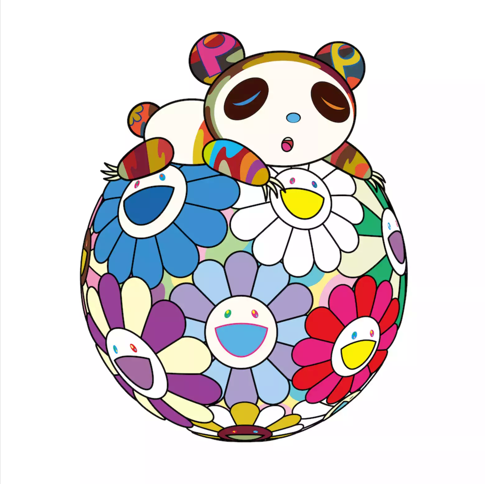 Takashi Murakami 村上隆Art Prints: A top a Ball of Flowers a Panda Cub S –  Artrust