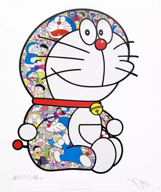 Takashi Murakami 村上隆 Art Prints: Doraemon Sitting Up Yoo-hoo, Nobita