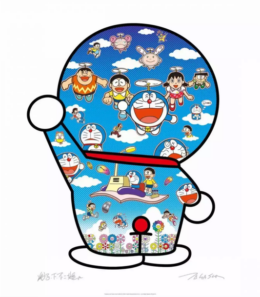 Takashi Murakami 村上隆 Art Prints: Doraemon and Friends Under the Blue Sky