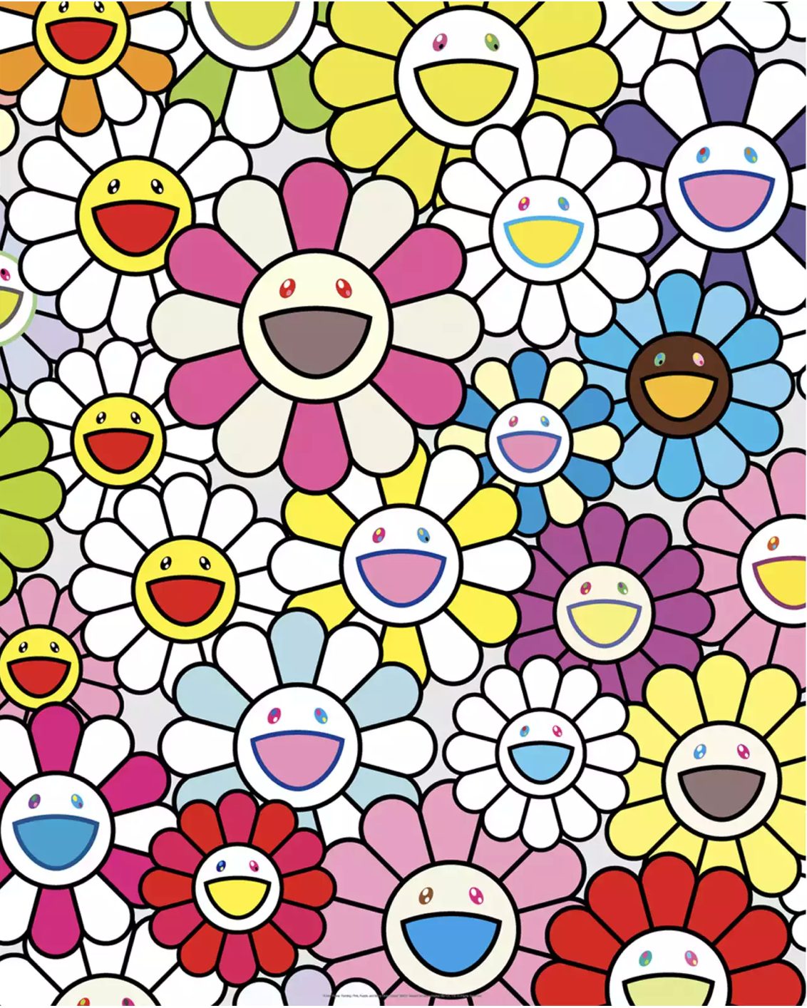 Takashi Murakami Art Prints: A little Flower Painting:Pink, Purple, and Many Other Colors