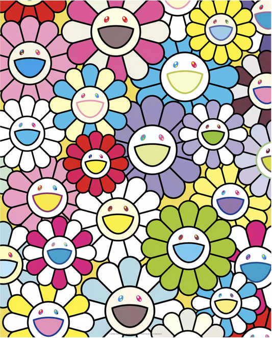 Takashi Murakami Art Prints: A little Flower Painting Yellow,White,and Purple Flowers