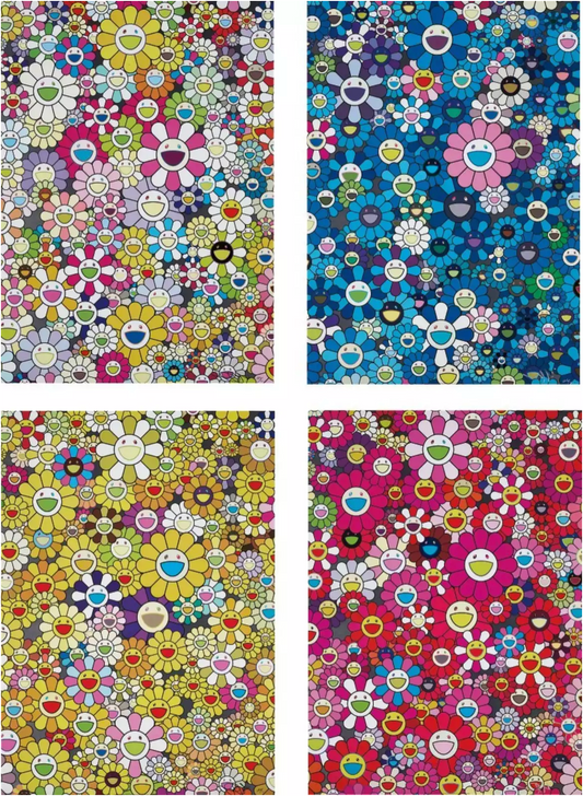 Takashi Murakami Art Prints: An Homage to Yves Klein Multicolor B; An Homage to IKB 1957 B; An Homage to Monogold 1960 B; and An Homage to Monopink 1060 B, 2012
