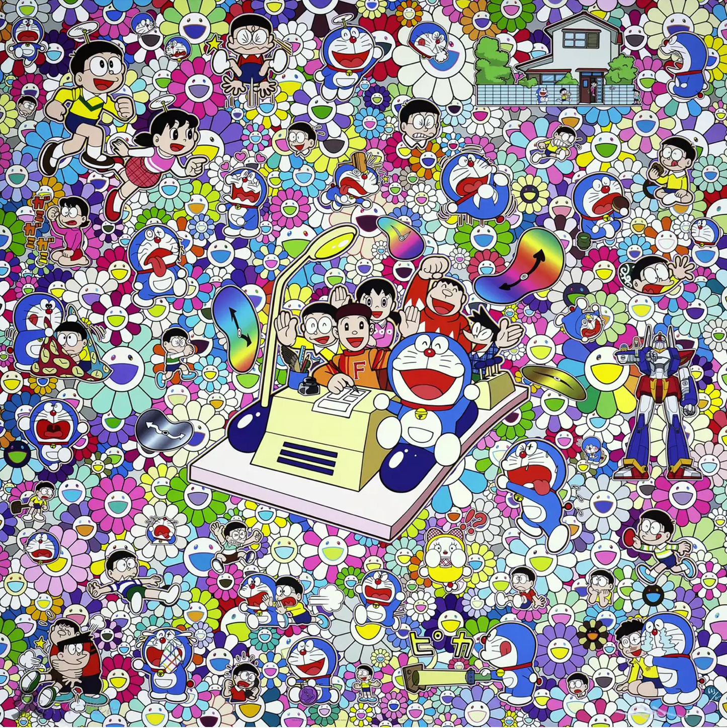 Takashi Murakami 村上隆 Art Prints: Doraemon: On an Endless Journey on a Time Machine with the Author Fujiko F Fujio - Lithograph