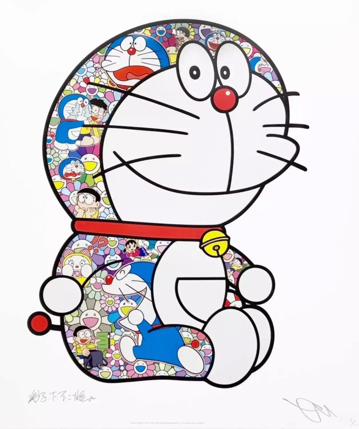 Takashi Murakami 村上隆 Art Prints: Doraemon Sitting Up Yoo-hoo, Nobita
