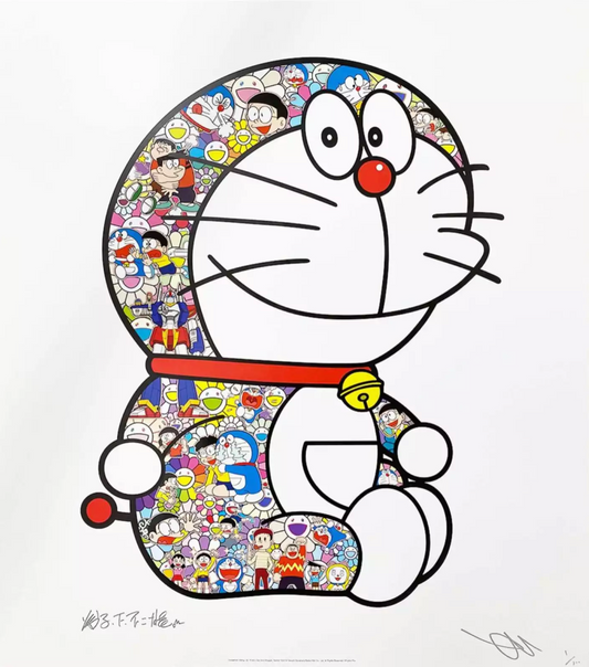 Takashi Murakami 村上隆 Art Prints: Doraemon Sitting Up Every Day Is a Struggle Nobita