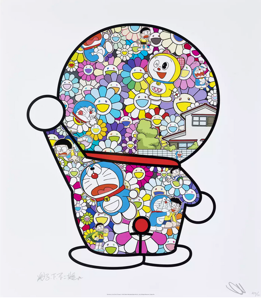 Takashi Murakami 村上隆 Art Prints: Doraemon in a flower field ED300