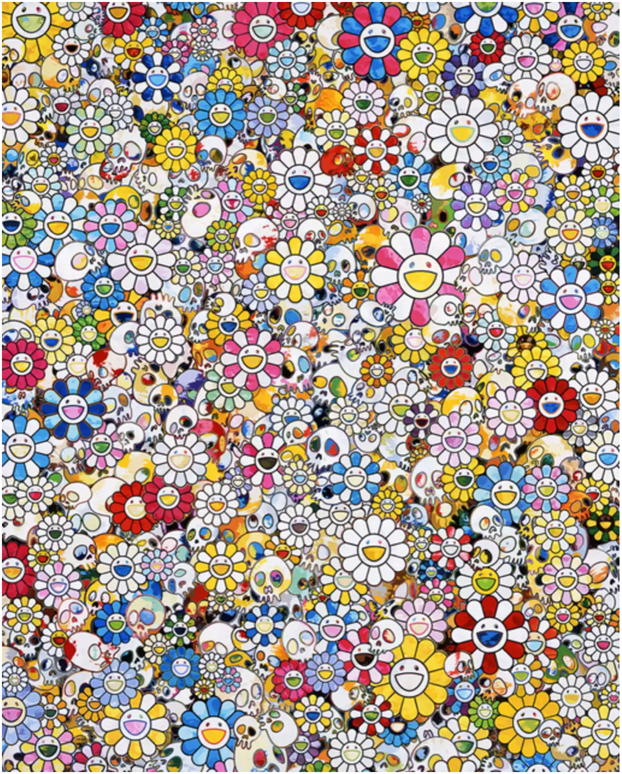 Takashi Murakami 村上隆Art Prints: Skulls & Flowers Multicolor