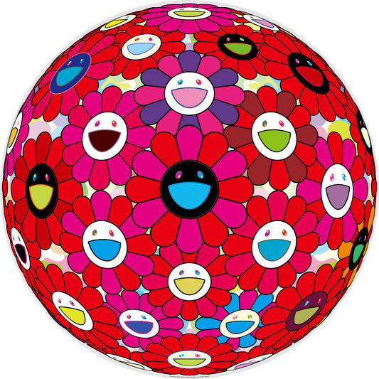 Takashi Murakami Art Print: Burning Blood Tide Flower Ball Signed kikikaikai RED