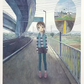 EMI KURAYA Art Prints: A statue of a girl standing under the highway (bypass)